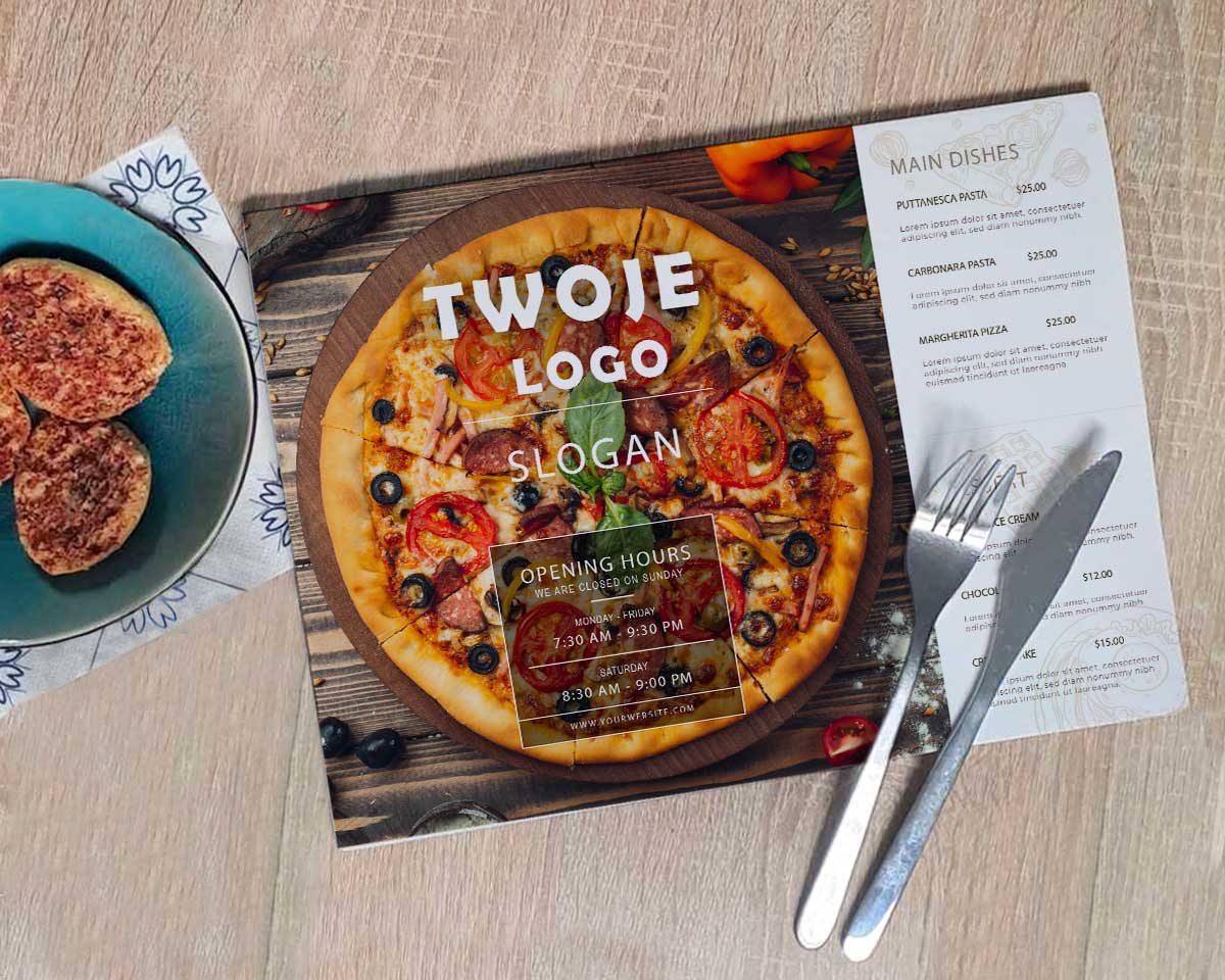 podkład reklamowy na stół z kropkami antyposlizgowymi