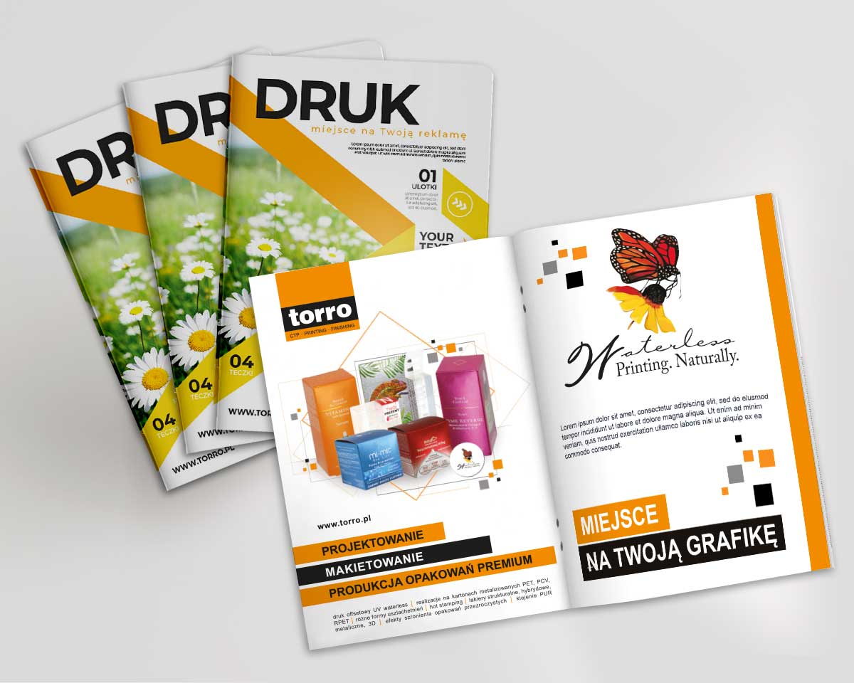 katalogi, broszury<br/>zszywane