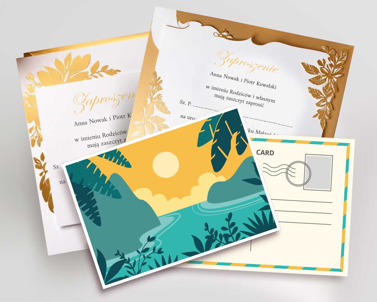pocztówki, zaproszenia Lux